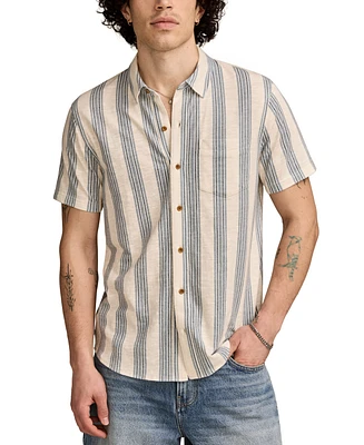 Luck Brand Men's Short Sleeve Striped Button-Front Shirt