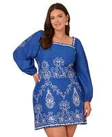 Adrianna Papell Plus Embroidered Cotton Dress