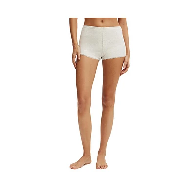Cotton On Women's Rib Lace Ruched Boyshort