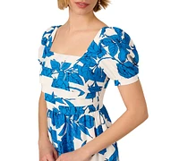 Adrianna Papell Women's Floral-Print Square-Neck A-Line Dress