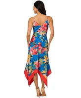 Adrianna Papell Women's Floral Handkerchief-Hem Midi Dress
