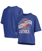 Pressbox Women's Royal Florida Gators 2025 Ncaa Men's Basketball National Champions World Ball Motley Crew Oversized Slub T-Shirt