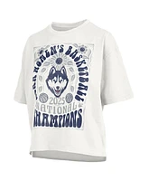 Pressbox Women's White UConn Huskies 2025 Ncaa Basketball National Champions Harmony Oversized Slub T-shirt