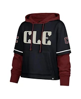 '47 Brand Women's Navy Cleveland Guardians City Connect Shortstop Cropped Pullover Hoodie