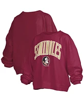 Pressbox Women's Garnet Florida State Seminoles Janise Arch Over Logo Waist Length Oversized Pullover Sweatshirt