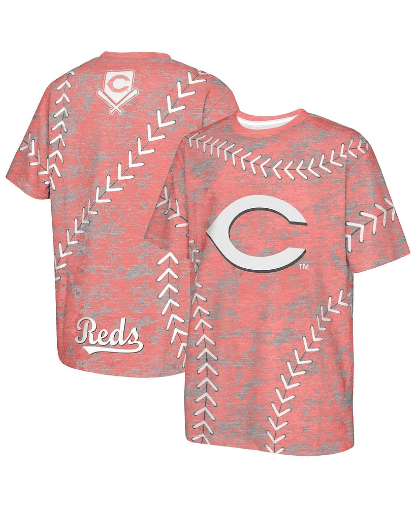 Outerstuff Big Boys and Girls Red Cincinnati Reds Slide Score Bold T-Shirt