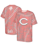 Outerstuff Big Boys and Girls Red Cincinnati Reds Slide Score Bold T-Shirt