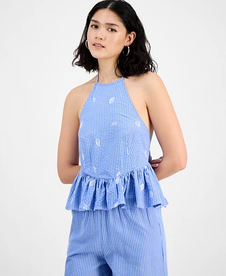 En Saison Women's Amelie Striped Peplum Top
