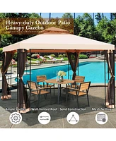 10 x 10 Feet 2-Tier Vented Metal Canopy with Mosquito Netting