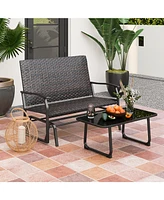 All Weather Outdoor 2-Person Swing Glider Bench with Quick Dry Foam Seat