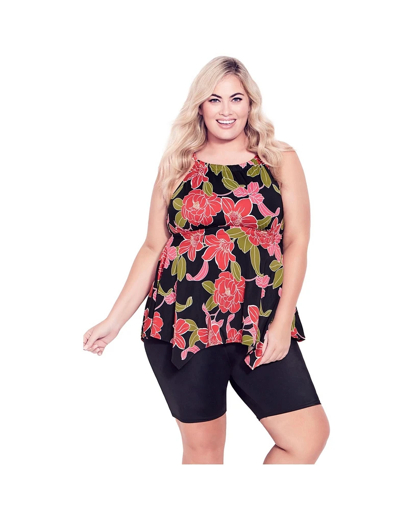 Avenue Plus Handkerchief Print Tankini Top