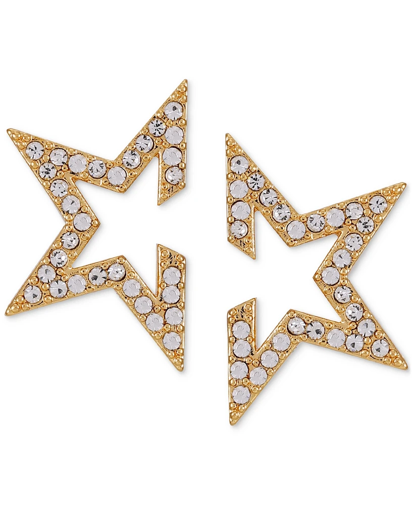 Guess Pave Rhinestone Open Partial Star Stud Earrings