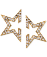 Guess Pave Rhinestone Open Partial Star Stud Earrings