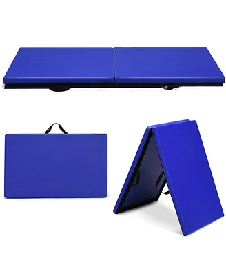 6 x 2 Feet Gymnastic Mat with Carrying Handles for Yoga-Blue