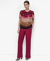 Dkny Women's Printed Crinkled Chiffon Blouse