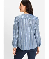 Olsen Women's Prairie Floral Embroidered Tunic