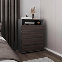 Trevose Dresser, 4 Drawers, 1 Shelf, Matt Gray / Dark Oak