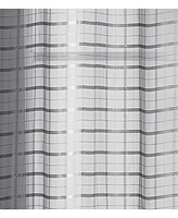 Kate Aurora 2 Piece Silver Plaid Grommet Top Sheer Window Curtain Panels