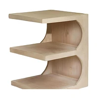 24-Inch Solid Wood Accent Table – Natural Finish with Open Shelf Storage