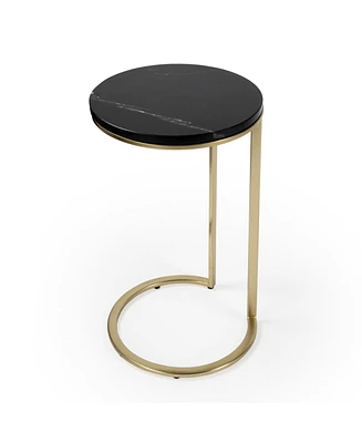 Contemporary Round Marble End Table with Sleek Design