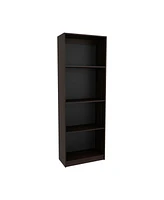 Vinton Bookcase with Spacious Tier-Shelving Design, Dark Walnut / Black Wengue