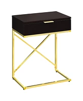 Modern Farmhouse End Table with Wood Top and Metal Frame