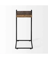 Industrial Solid Wood Square End Table with Metal Accents and Rivets