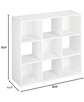 ClosetMaid 9 Cube Wood Stackable Open Bookcase Display Shelf Organizer, White