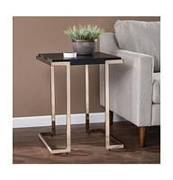 24" Black Geometric Metal Square End Table