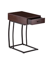 23" Brown Manufactured Wood And Iron Rectangular End Table With Drawer