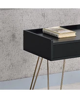 24" Gold And Black End Table With Drawer