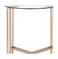 Contemporary Glass and Metal Round End Table with Elegant Finish