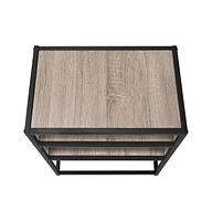Modern End Table with Two Open Shelves for Display & Storage