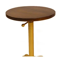 Solid Elm Wood End Table – Round Accent Table with Natural Grain for Home Interiors