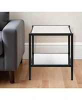 Mirrored Glass and Steel Square End Table with Shelf – Luxurious and Functional