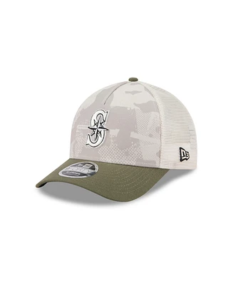 New Era Men's Light Beige/Olive Seattle Mariners 2025 Armed Forces Day 9FORTY M-Crown A-Frame Adjustable Hat