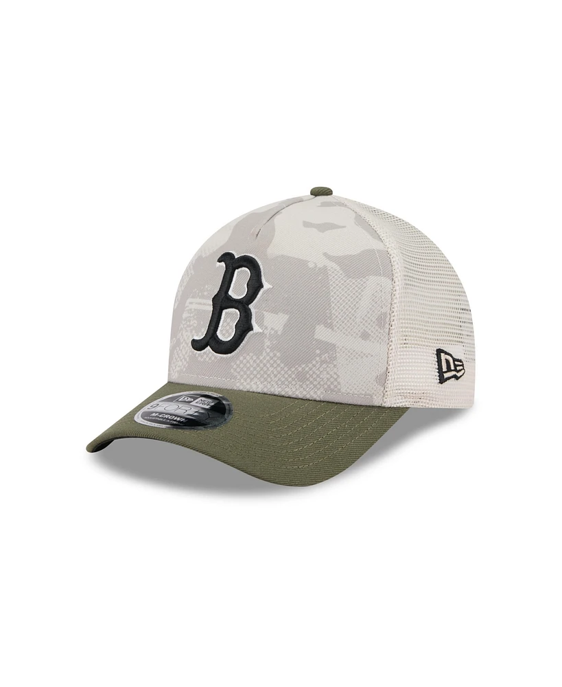 New Era Men's Light Beige/Olive Boston Red Sox 2025 Armed Forces Day 9FORTY M-Crown A-Frame Adjustable Hat