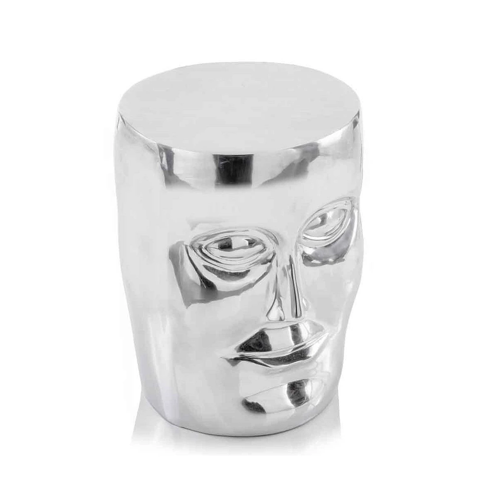 18" Silver Aluminum Faces Round End Table