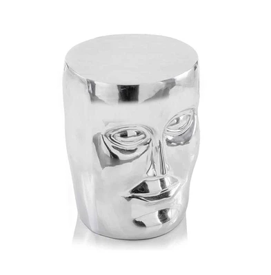 18" Silver Aluminum Faces Round End Table