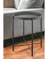 Modern Aluminum Round Accent Table – Perfect for Small Spaces