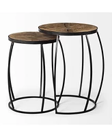 Pair of Round Solid Wood Side Tables – Rustic Charm for Any Space