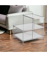 Modern Glass Mirrored End Table for Contemporary Living Room