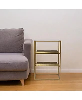 Rectangular End Table with Two Shelves for Living Room or Bedroom Storage
