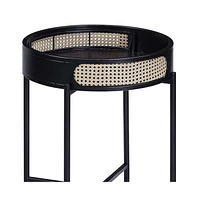 24" Black Melamine Veneer And Manufactured Wood Round End Table