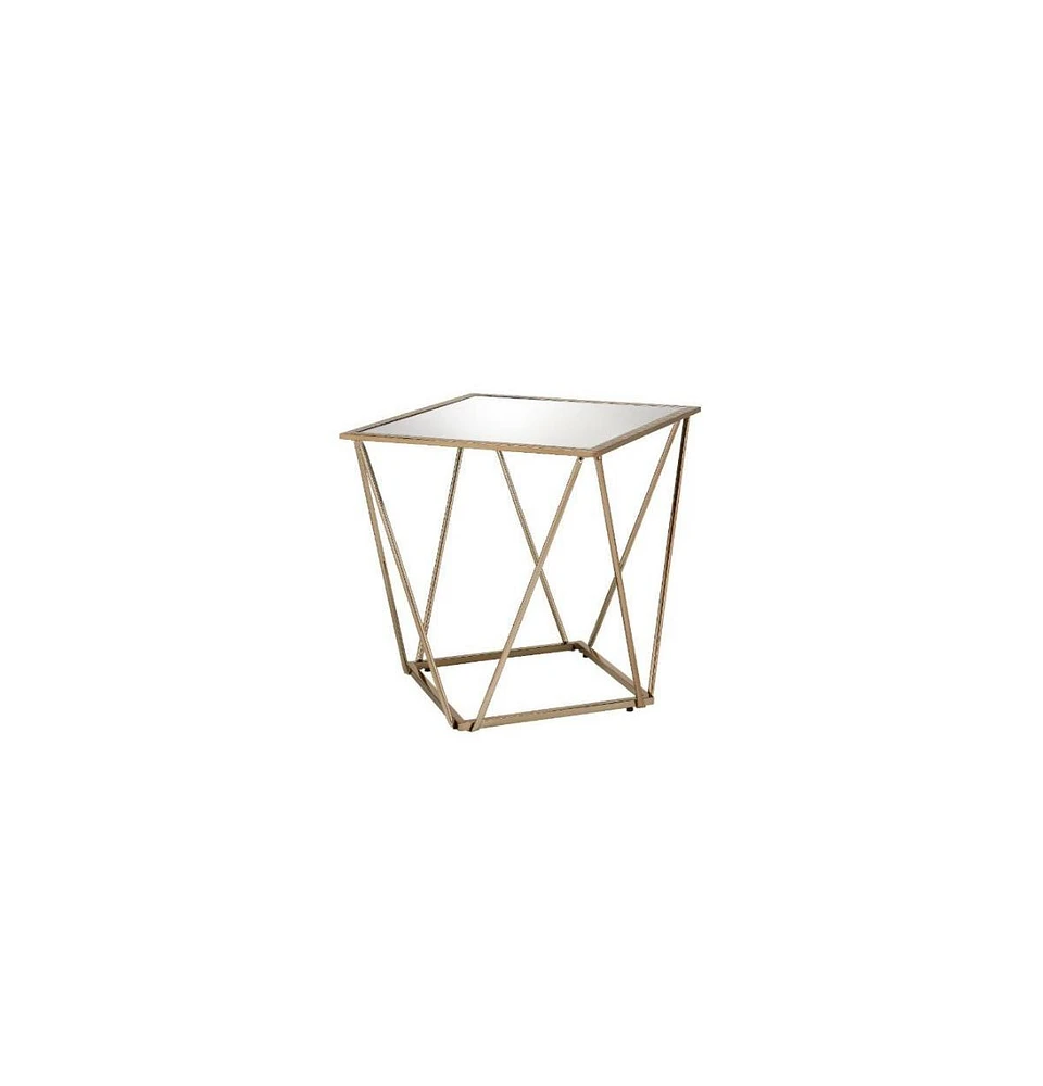 Contemporary Glass and Metal Square Mirrored End Table