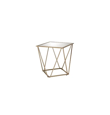 Contemporary Glass and Metal Square Mirrored End Table