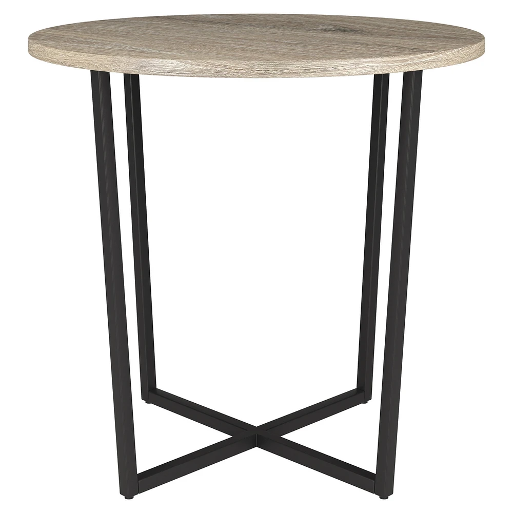 Rustic 20" Round End Table Wood Top with Sturdy Steel Frame