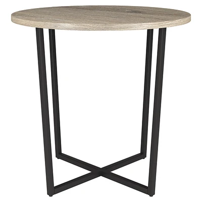 Rustic 20" Round End Table Wood Top with Sturdy Steel Frame