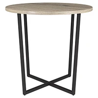 Rustic 20" Round End Table Wood Top with Sturdy Steel Frame
