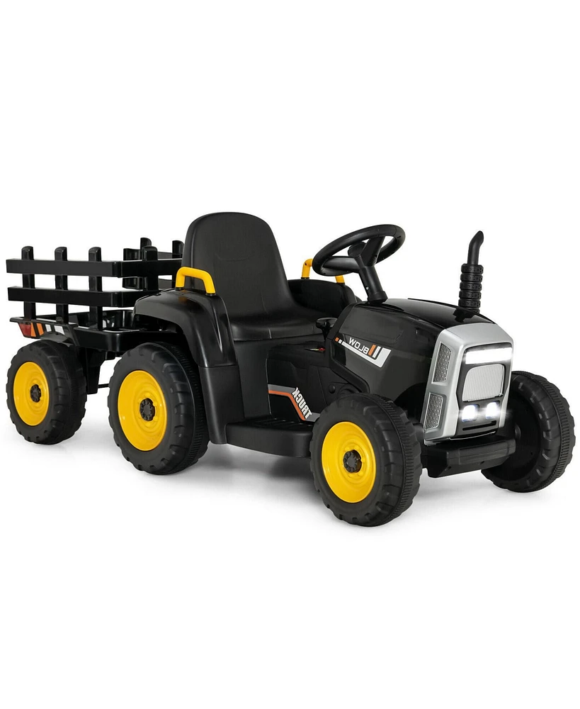 12V Ride on Tractor with 3-Gear-Shift Ground Loader for Kids 3+ Years Old